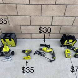RYOBI Corded Router, Drill/Driver, Hammer Drill & Drill/Driver Kit **See Photo For Pricing**