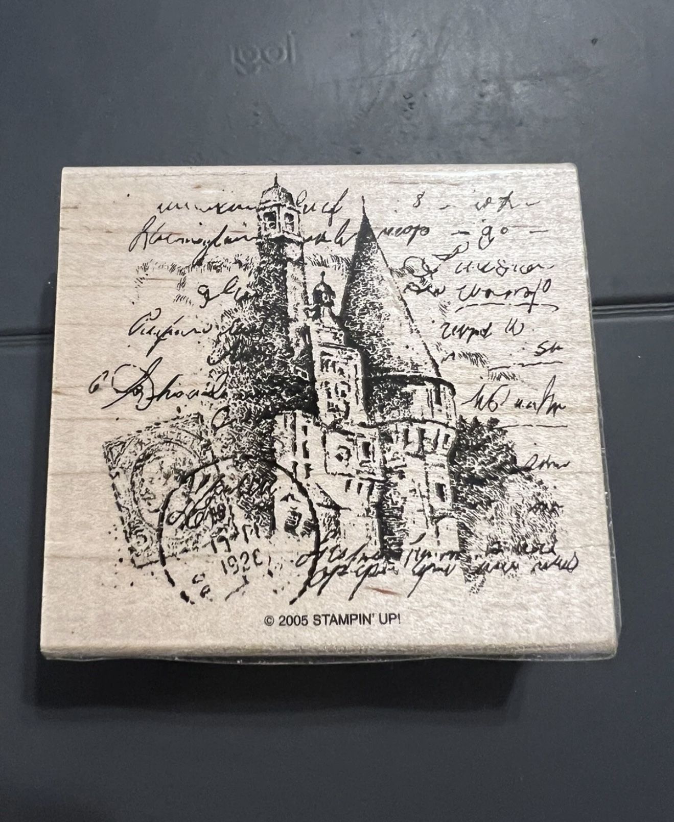 2005 Stampin Up Old Castle Post Card Wood Mounted Rubber Stamp