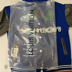 XL Mens US , LV Blue Varsity Jacket