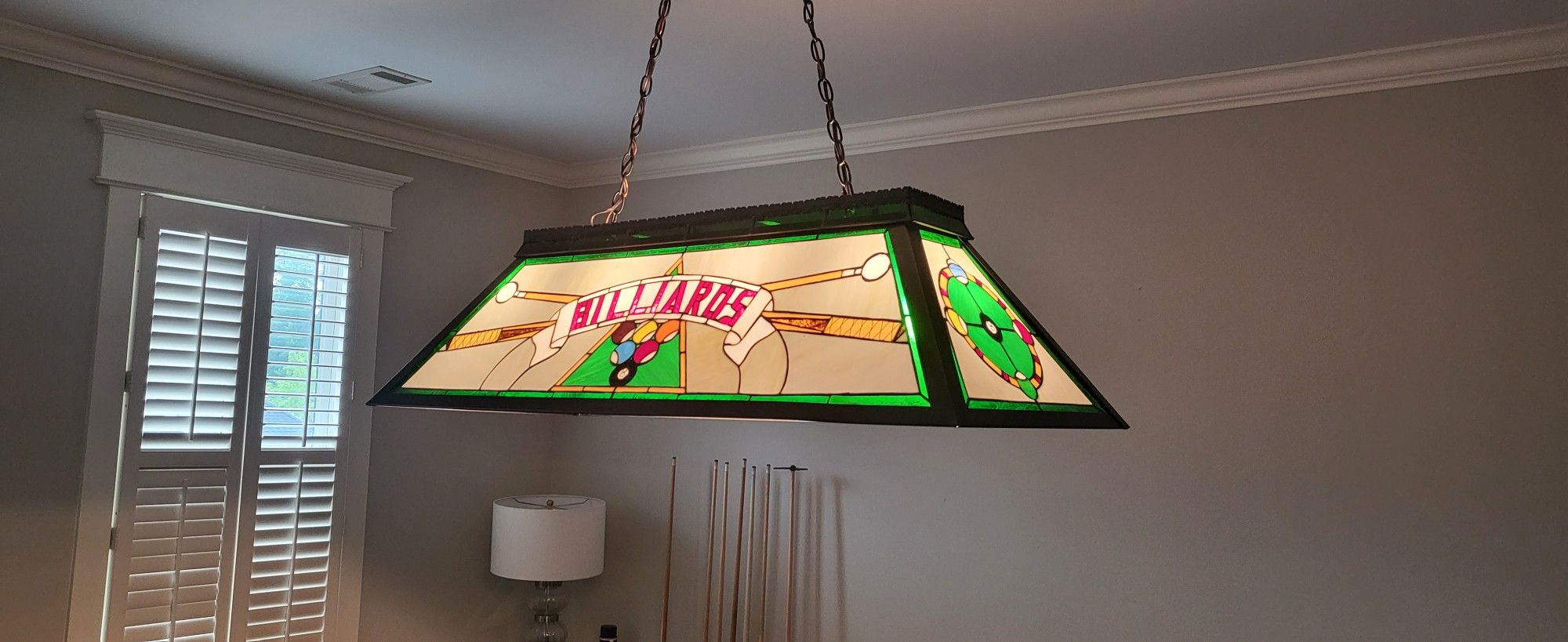 Billiards Light Stained Glass New In Box