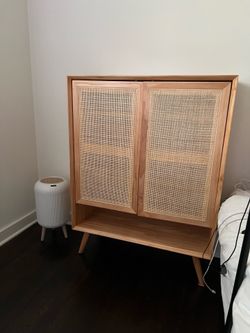 Japandi Natural Shoe Storage Cabinet Rattan