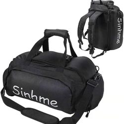 Sinhme Duffle Bag Backpack 3 in 1 bag with Shoes Compartment 51L Waterproof Sports Gym Travel Outdoor Hiking Bag for Men Women Black