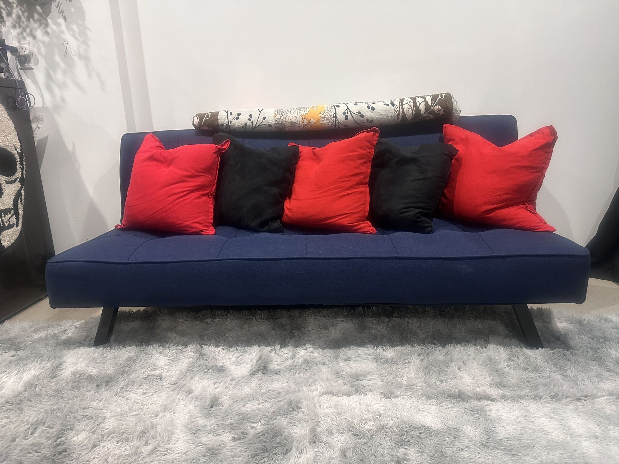 Navy Blue Futon Sofa 72’inches Long