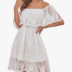 White off the shoulder lace dress