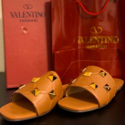 Valentino Flat Roman Stud Slide Sandal 