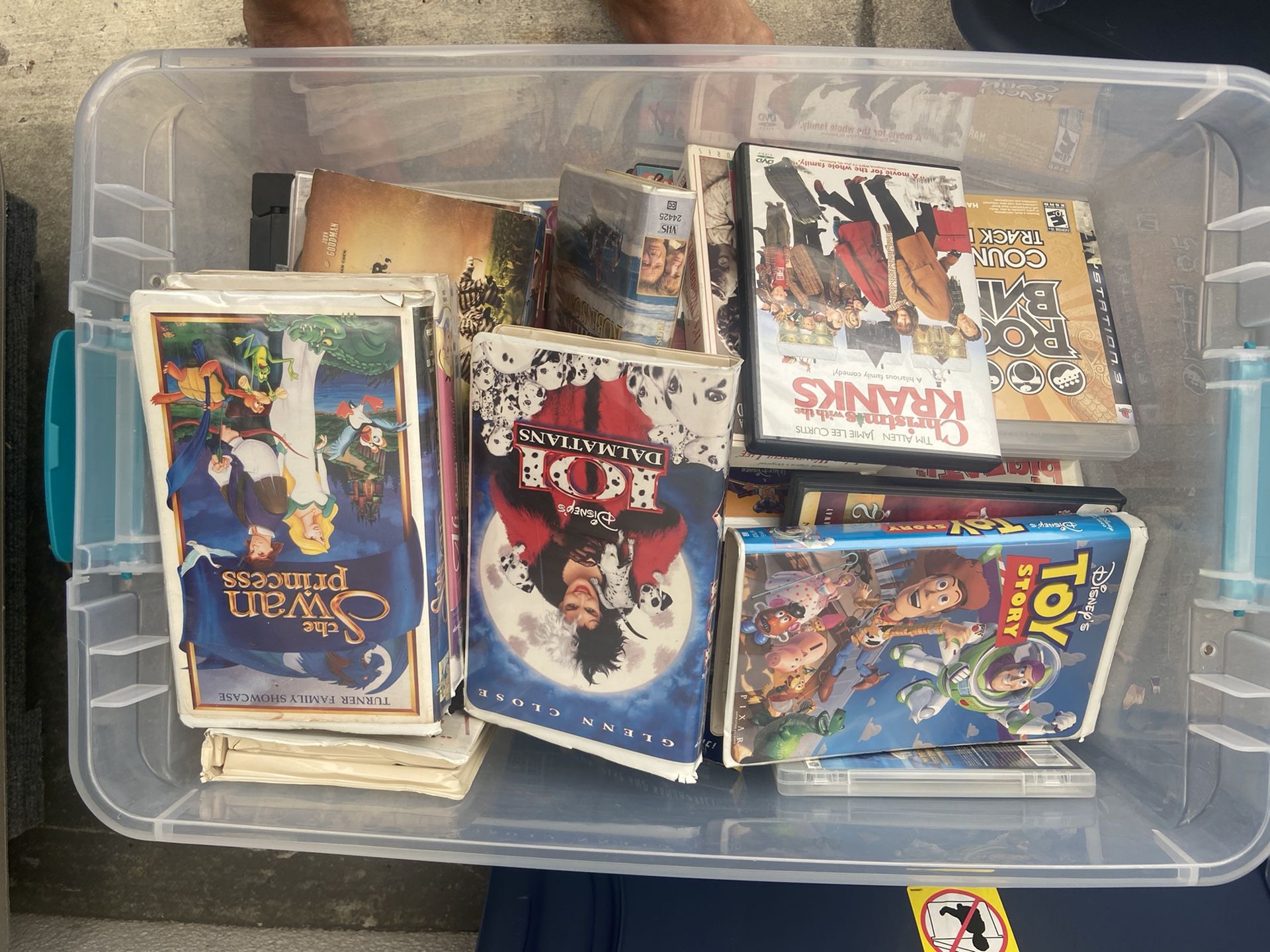 VHS tapes, DVDs, Blu-ray, PlayStation games rock band games