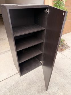 Dark Brown Wood Storage Cabinet with Shelves