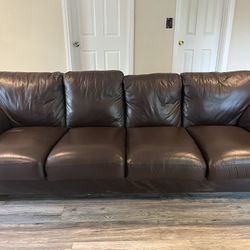 Brown Leather Couch 