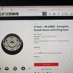 V-twin clutch drum with ring gear