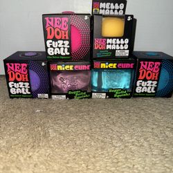 Needoh Nice Cube, Fuzz Ball, Mello Mallo (Lot of 6)