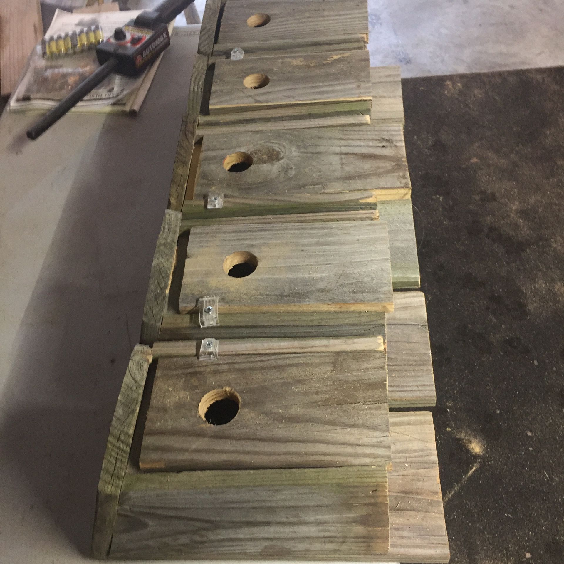 5 Custom built Blue Bird Houses