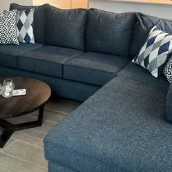 Blue Sofa with Chaise