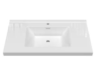Getpro 36 in. W x 22 in. D Solid Surface White Integrated Rectangular Single Sink Bathroom Vanity Top for 36 in. Cabinet