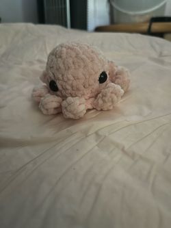 Handmade Crochet Octopus Plush Toy and pumpkin