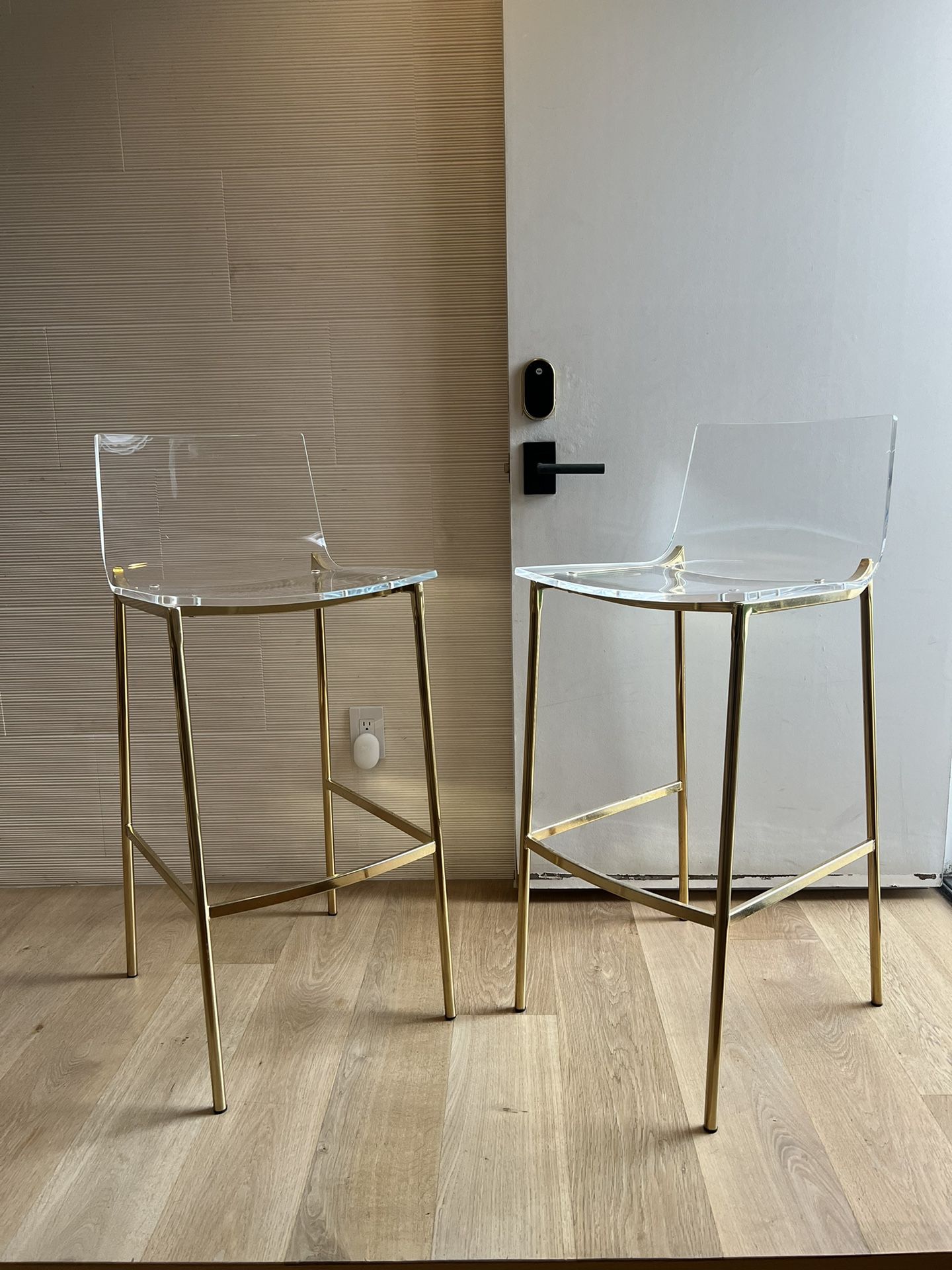 CB2 CHIARO CLEAR COUNTER STOOL GOLD (set of 2)