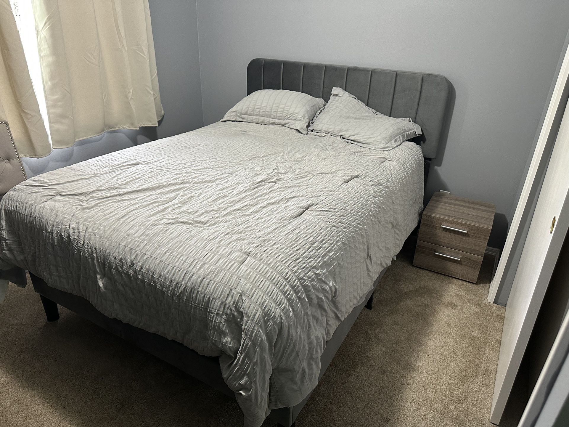 Mattress, Bed Frame W/ Headboard And Boxspring.