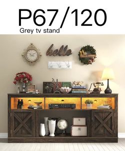 P67🔥Farmhouse  TV Stand for 70/75/80 Inch TV, 32”Tall Entertainment Center$120