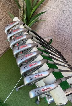 Wilson Staff FS Fat Shaft Golf Set 3-PW Stiff Flex Graphite Shafts RH includes R-Flex Driver, 3 and 7 Woods