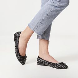 SM New York tweed black white patterned flats women’s Size 6M
