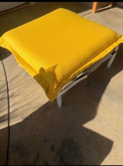 Outdoor Ottoman with Yellow Cushion