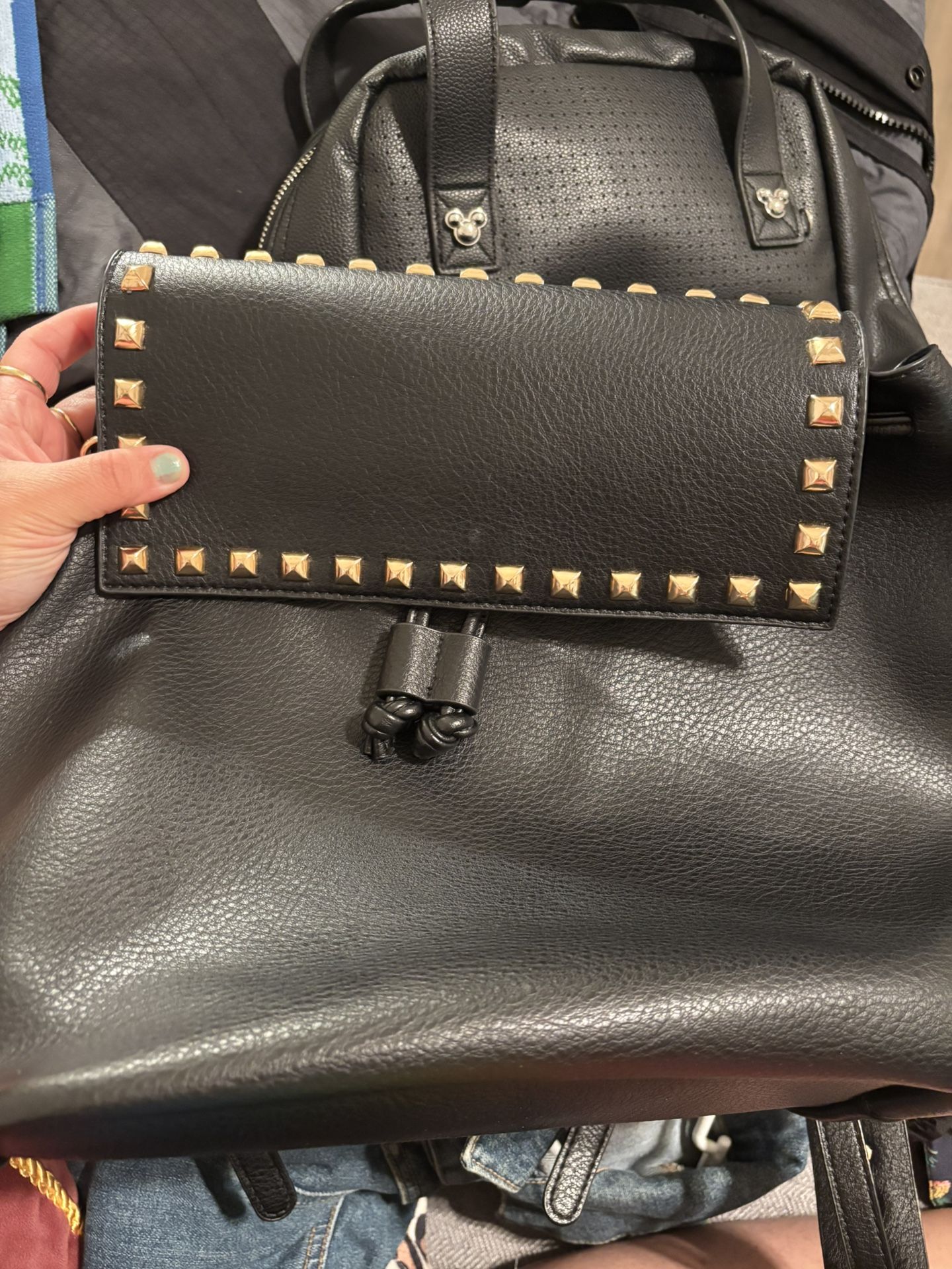 Faux Leather Black Backpack 