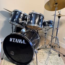 Tama Swingstar Drumset, Drum Throne, Cymbals, Stands