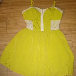 Chord Lime Green & Lace Dress Size 9