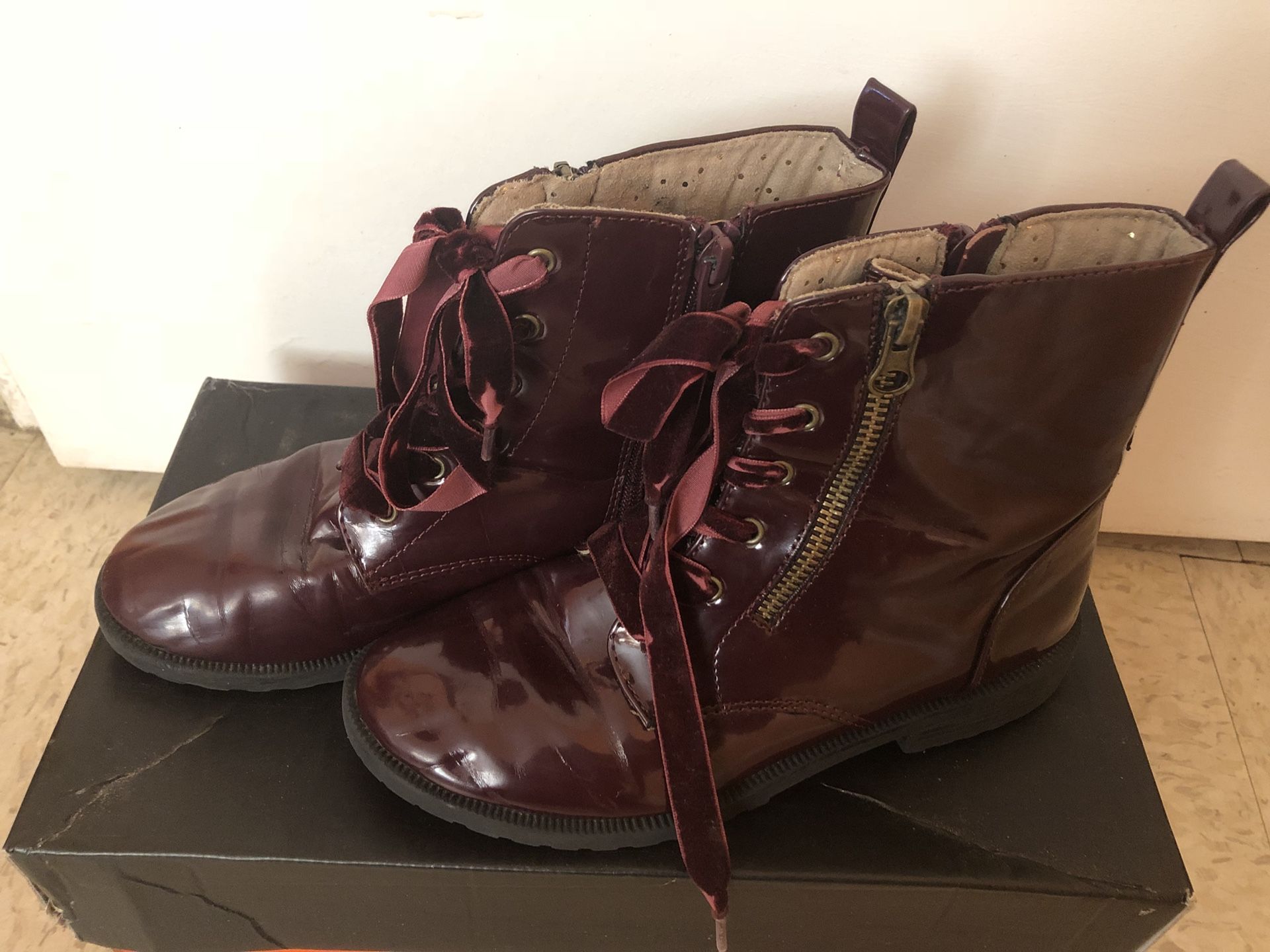 Burgundy rain boots