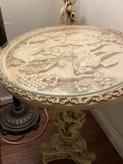 Vintage Antique Italian Faux Bone Side Table