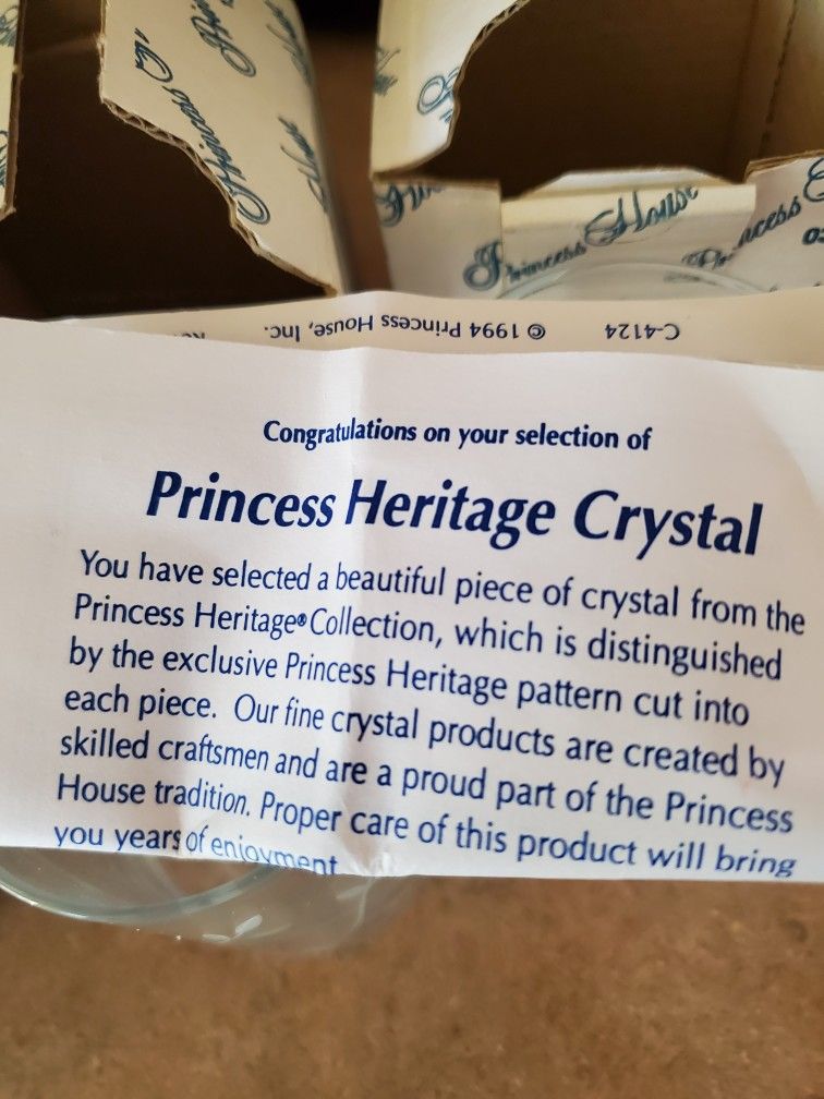 Princess Heritage Crystal Juice Glasses With Pitcher