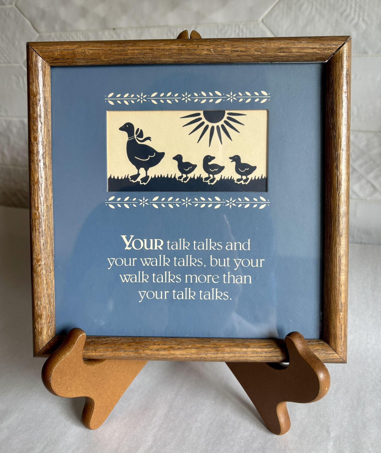 Vintage Wood Framed Paper-Cut Goose Artwork