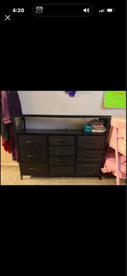 Black 9-Drawer Dresser with Open Shelf – Great Condition