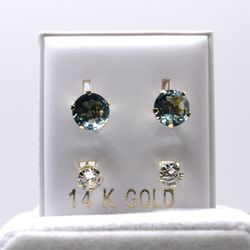 14k Gold Telephone Earrings With CZ
