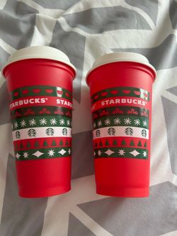 2- 12oz. Collectible Starbucks Holiday Cups For Sale