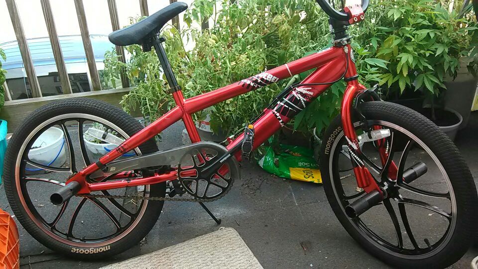 20 inch Mongoose Rebel red candy apple red with mag wheels have all the tricks on it BMX trick bike asking 65 bucks firm