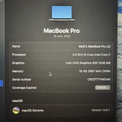 MacBook Pro 16” 2019 With Touchbar