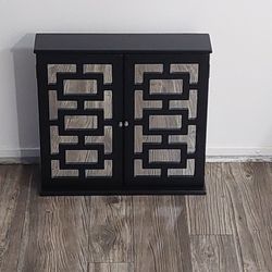 Jewelry Cabinet Storage Box Shelves For Rings Earrings Necklace. Brown Mirror. 15"x15"x4. Like New 