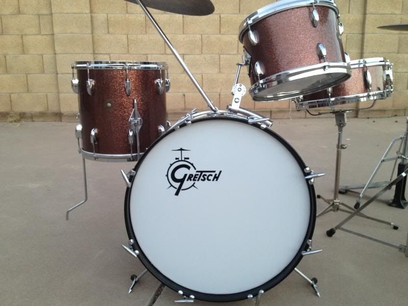 Vintage Gretsch 1964 Burgundy Sparkle Jazz Progressive Drumset
