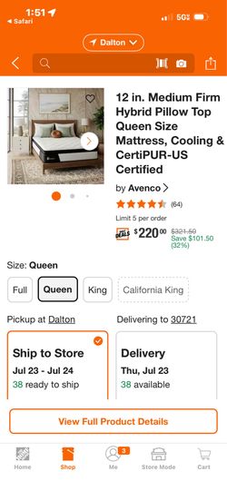 Avenco 12in Queen mattress