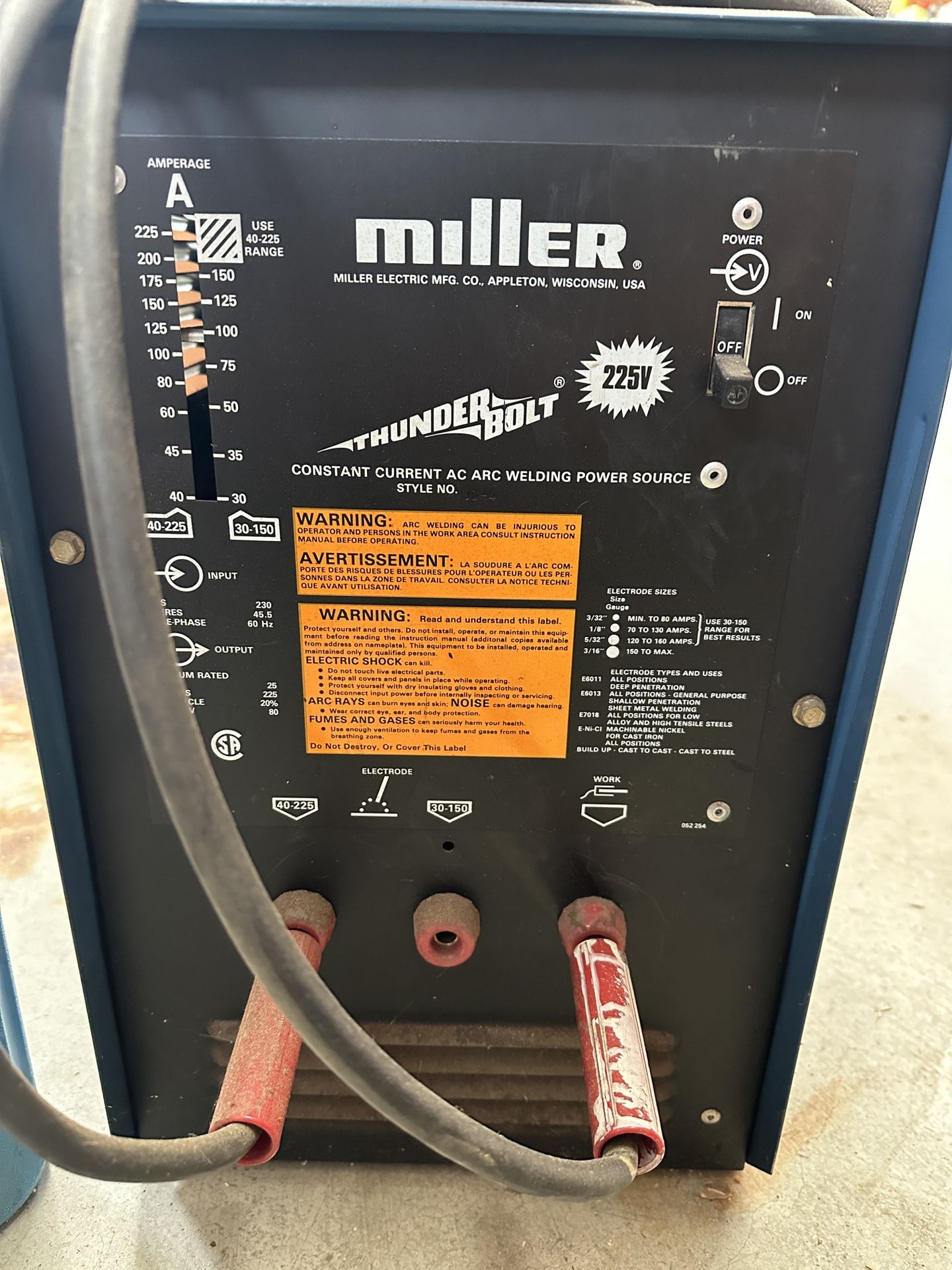 Miller Thunderbolt T225V - Welding Power Source JD-4