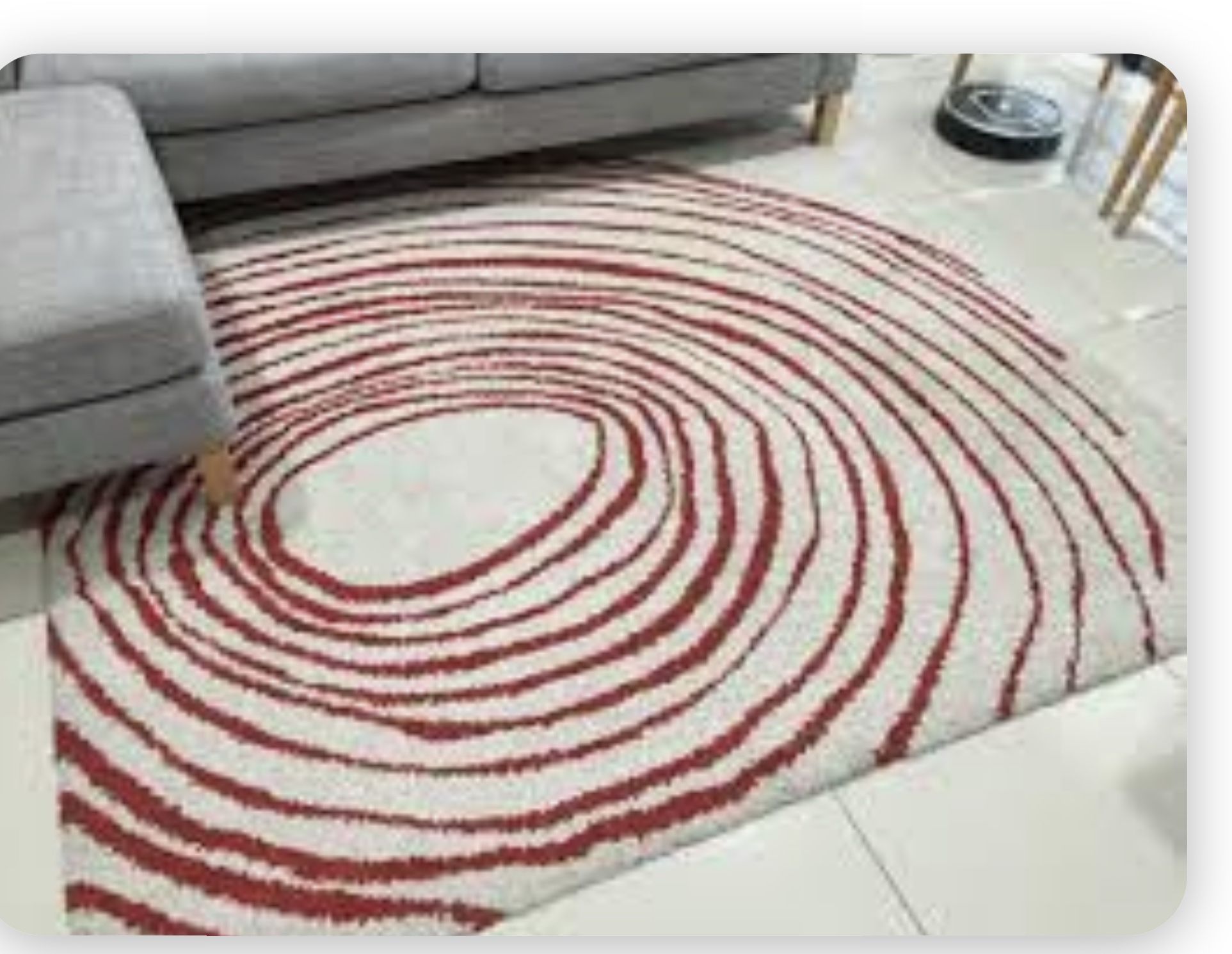 IKEA Eivor Cirkel Rug, 6’7”x6’7” White/red
