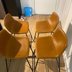 Set of 4 bar / counter stool - whiskey brown