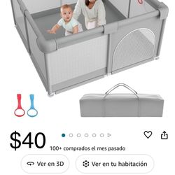 Corralito para bebés – 51 x 51 pulgadas corralitos para bebés y niños pequeños, corrales de bebé para bebés con malla suave y transpirable | Fácil ins