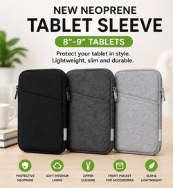 NEW Tablet 8”-9” Sleeve – 3 Colors Available