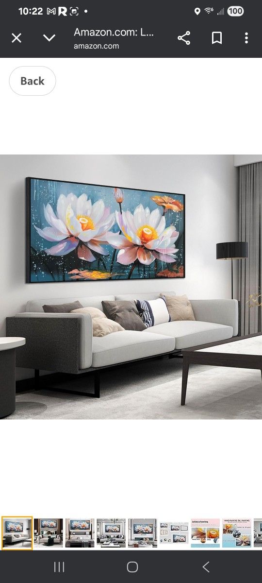 Lotus Flower Wall Art Canvas Size 59x29