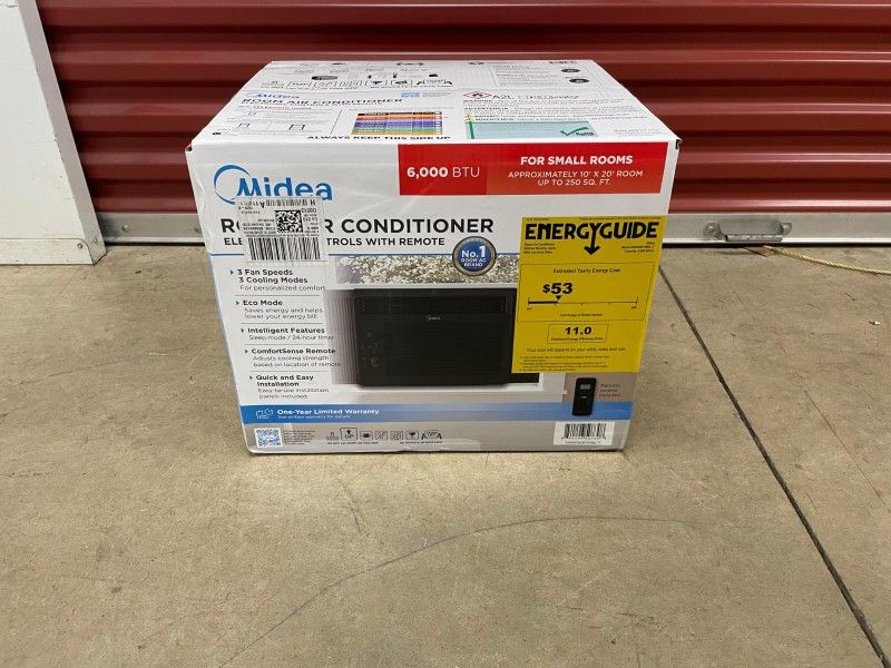 Midea 6,000 BTU 115V Window Air Conditioner with Comfort Sense Remote, up to 250 Sq. ft., Black