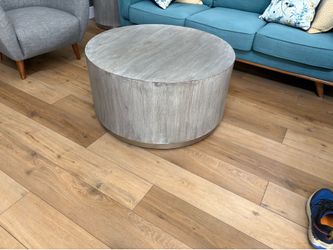 Z Gallerie Whitewashed Drum Coffee Table + 2 End Tables