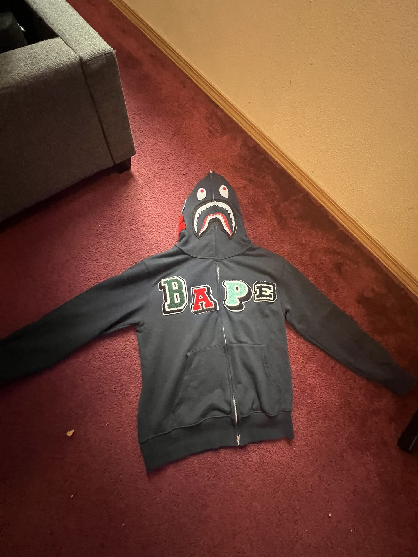 navy blue bape hoodie