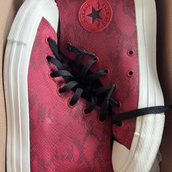 Red Faux Snakeskin Converse M-Size 6 W- Size 8