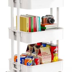 New in the box Pipishell 3 Tier Mesh Utility Cart, Rolling Metal Organization Cart with Handle and Lockable Wheels, Multifunctional Storage Shelves fo